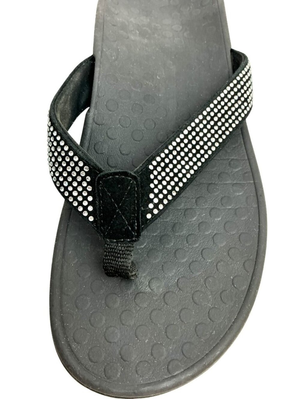 Vionic Black Womens 8.5 Thong Sandal Tide RS Rhinestone Embellished Orthotic - Picture 3 of 9